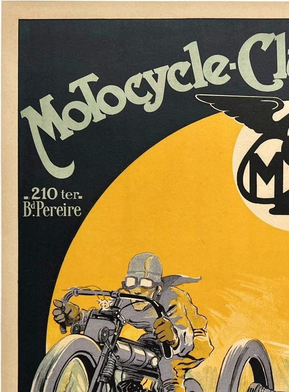 Original Vintage Poster MOTOCYCLE CLUB DE PARIS French Grand Prix Car Racing OL - 2