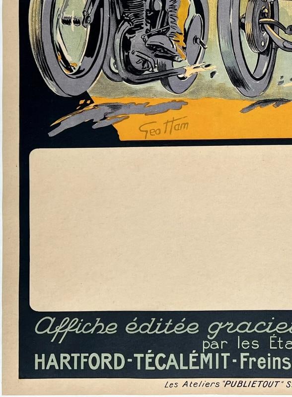 Original Vintage Poster MOTOCYCLE CLUB DE PARIS French Grand Prix Car Racing OL - 4