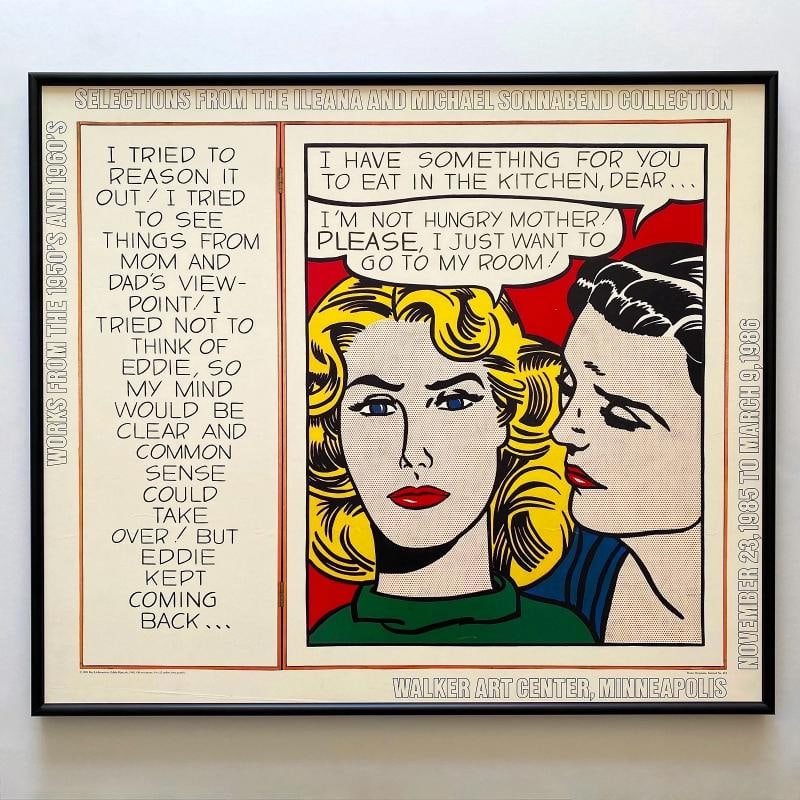 ROY LICHTENSTEIN RARE 1985 LITHO PRINT FRAMED POP ART EXHBT POSTER 1962~(36 1/4" W X 31 1/8" H X 1" - 13