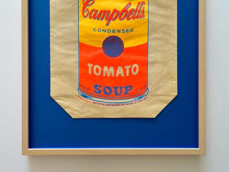 ANDY WARHOL RARE 1966 MCM SOUP CAN SILKSCREEN PRINT FRAMED POP ART SHOPPING BAG~(23 3/4" W X 31" ... - 3