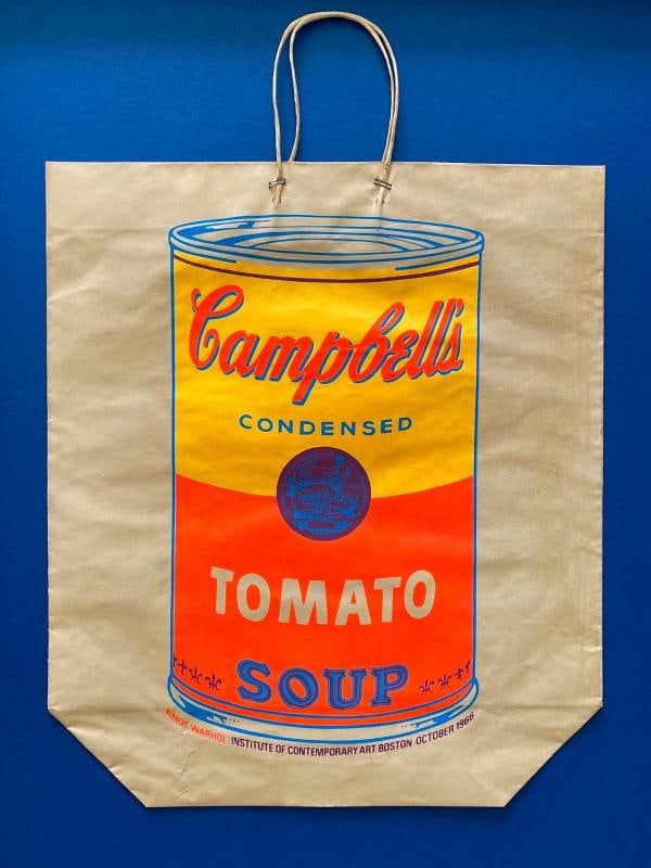 ANDY WARHOL RARE 1966 MCM SOUP CAN SILKSCREEN PRINT FRAMED POP ART SHOPPING BAG~(23 3/4" W X 31" ... - 5