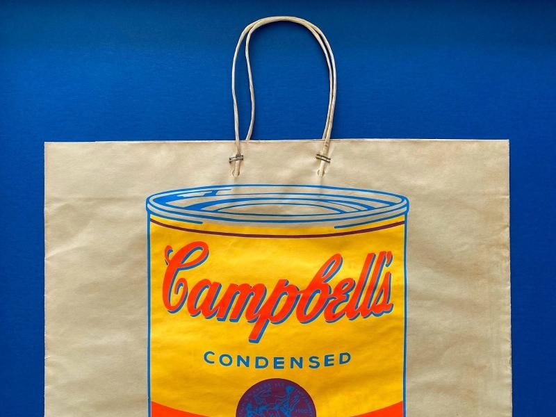 ANDY WARHOL RARE 1966 MCM SOUP CAN SILKSCREEN PRINT FRAMED POP ART SHOPPING BAG~(23 3/4" W X 31" ... - 6