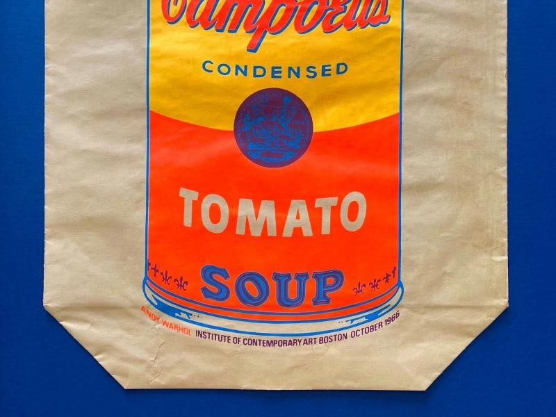 ANDY WARHOL RARE 1966 MCM SOUP CAN SILKSCREEN PRINT FRAMED POP ART SHOPPING BAG~(23 3/4" W X 31" ... - 7