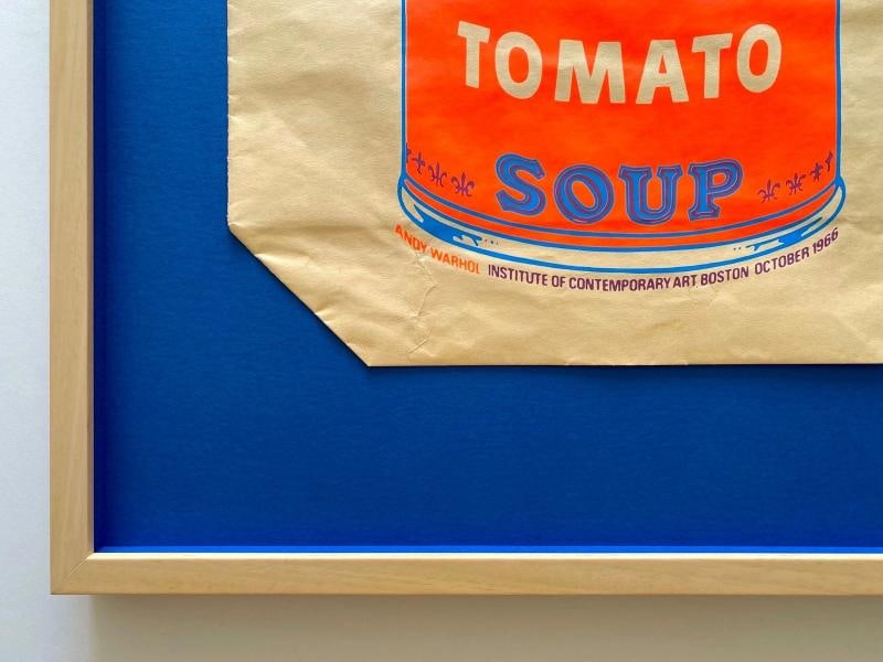 ANDY WARHOL RARE 1966 MCM SOUP CAN SILKSCREEN PRINT FRAMED POP ART SHOPPING BAG~(23 3/4" W X 31" ... - 9