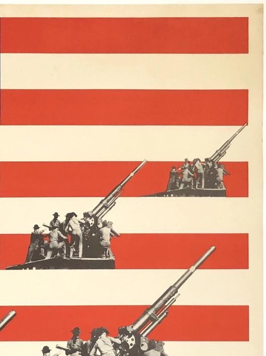 Original Vintage Poster KEEP 'EM ROLLING! WWII USA Anti Aircraft Gun War LINEN - 3