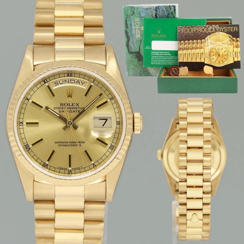 MINT Rolex President Day Date Champagne 18238 Double Quick Set Yellow Gold Watch (1 of 7)