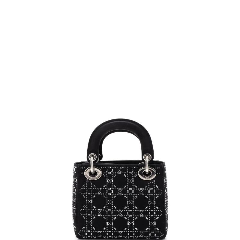 Christian Dior Lady Dior Bag Crystal Embellished Cannage Quilt Satin Mini - 3