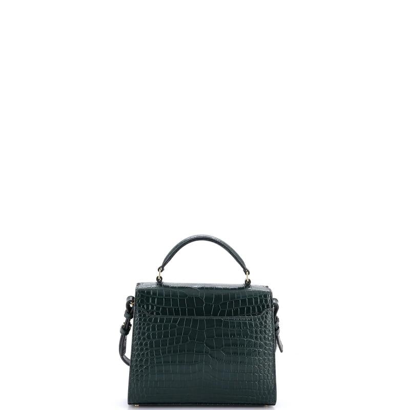 Saint Laurent Cassandra Top Handle Bag Crocodile Embossed Leather Mini - 3