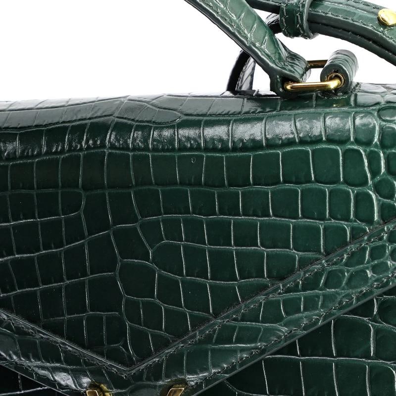 Saint Laurent Cassandra Top Handle Bag Crocodile Embossed Leather Mini - 7