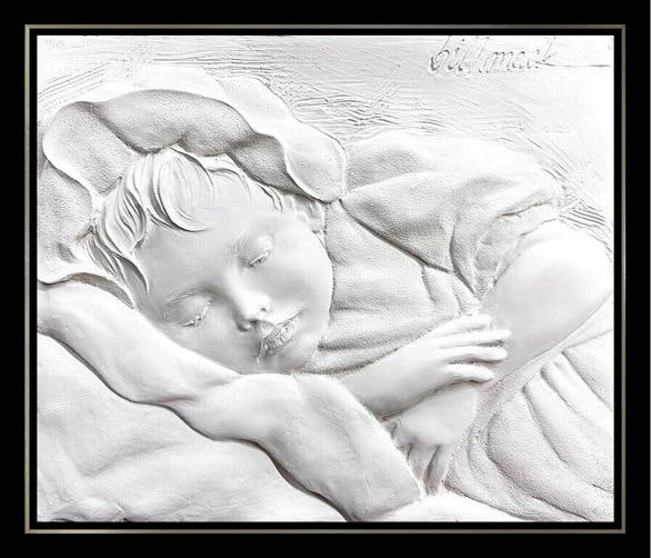 BILL MACK Original Bonded SAND SCULPTURE Peaceful Child art Signed Bas Relief - 2