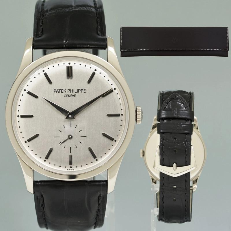 MINT Patek Philippe 5196G 37mm White Gold Calatrava Black Leather Watch Box (1 of 7)