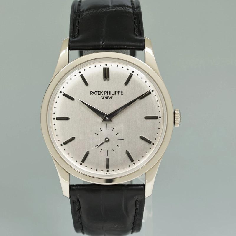 MINT Patek Philippe 5196G 37mm White Gold Calatrava Black Leather Watch Box - 2