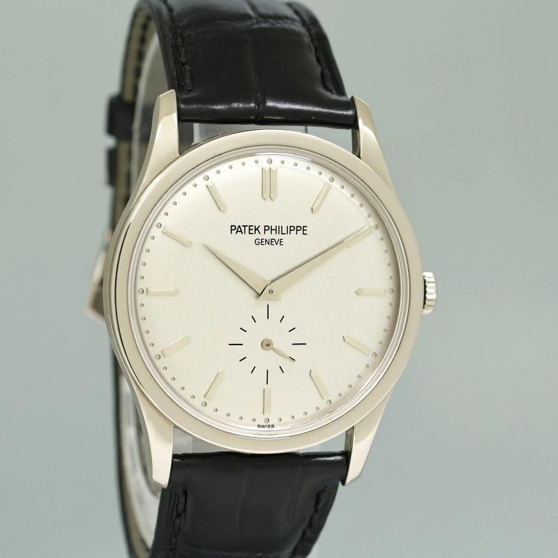 MINT Patek Philippe 5196G 37mm White Gold Calatrava Black Leather Watch Box - 3