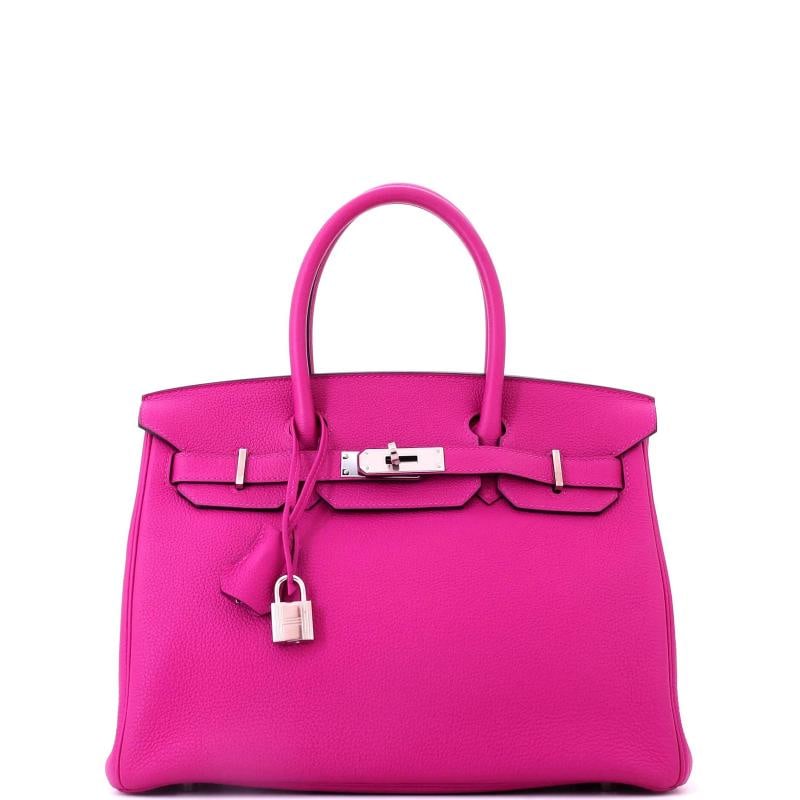 Hermes Birkin Handbag Pink Togo with Palladium Hardware 30: Accessories: Keys, Clochette, Lock Measurements: Handle Drop None", Height 9", Width 11.5", Depth 6", Strap Drop None". Condition: Pre-owned - Excellent,Brand: Hermes,Exterior Material: