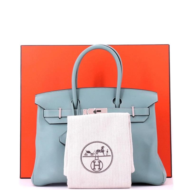 Hermes Birkin Handbag Blue Swift with Palladium Hardware 30 - 2