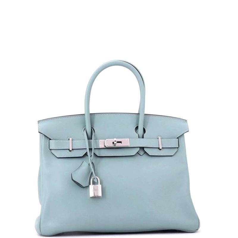 Hermes Birkin Handbag Blue Swift with Palladium Hardware 30 - 3