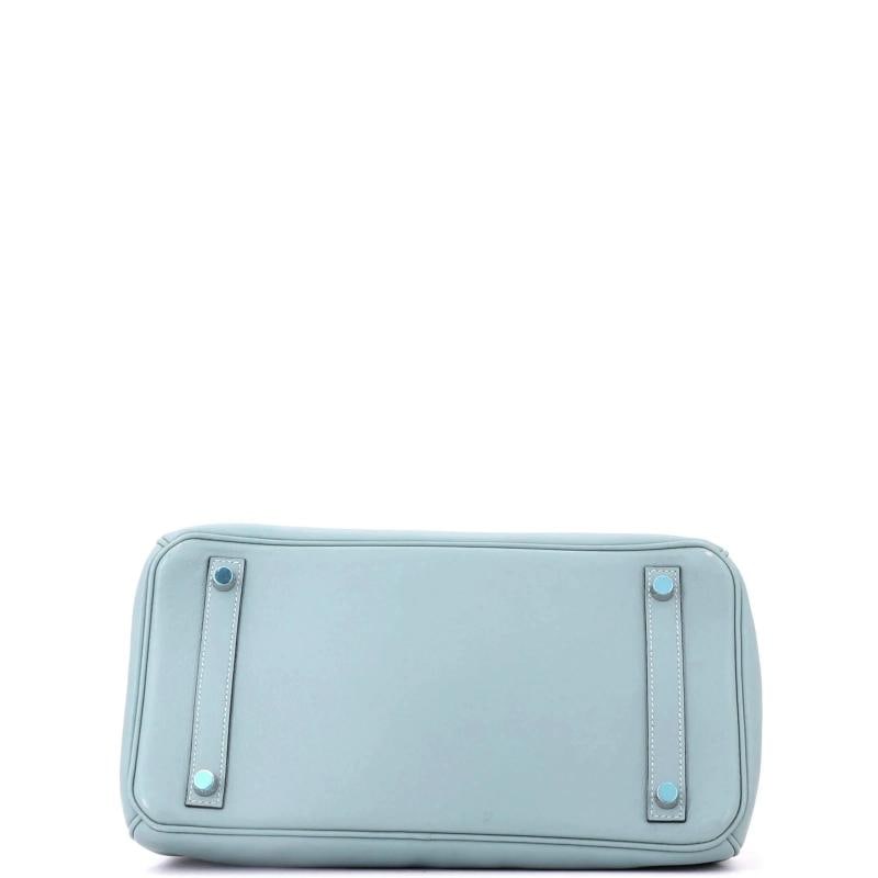 Hermes Birkin Handbag Blue Swift with Palladium Hardware 30 - 5