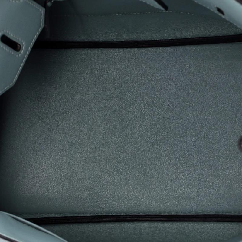 Hermes Birkin Handbag Blue Swift with Palladium Hardware 30 - 6