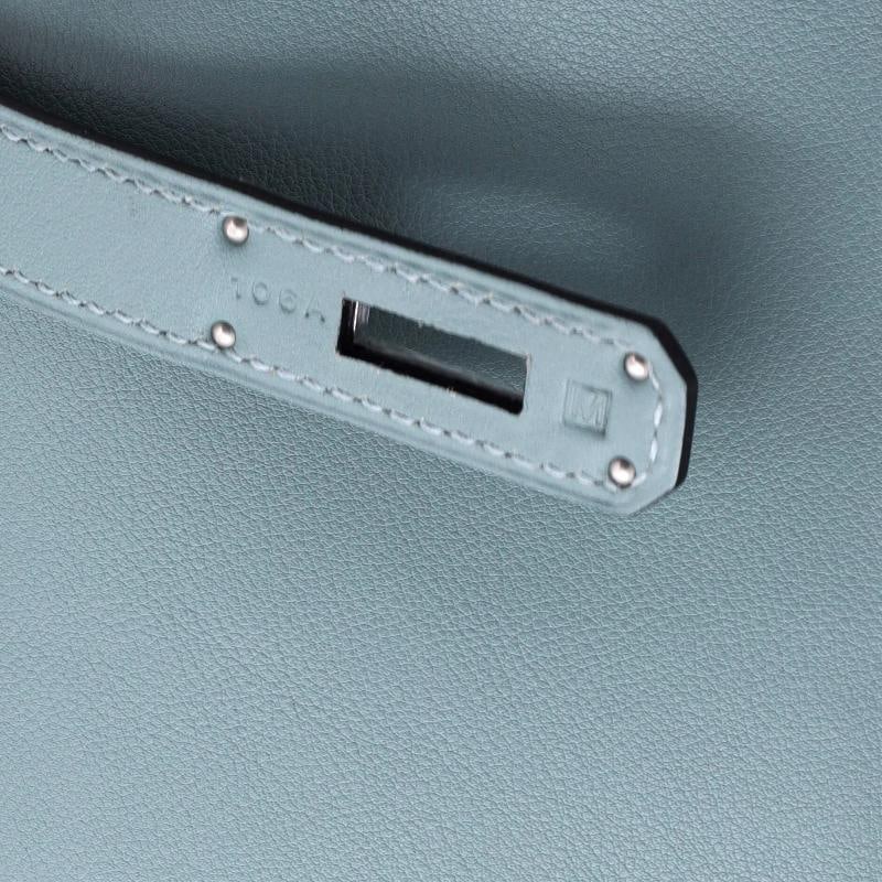 Hermes Birkin Handbag Blue Swift with Palladium Hardware 30 - 8