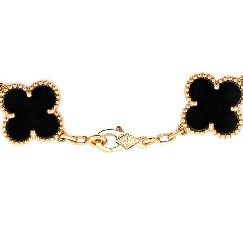 Van Cleef & Arpels Vintage Alhambra 5 Motifs Bracelet 18K Yellow Gold and Onyx - 3