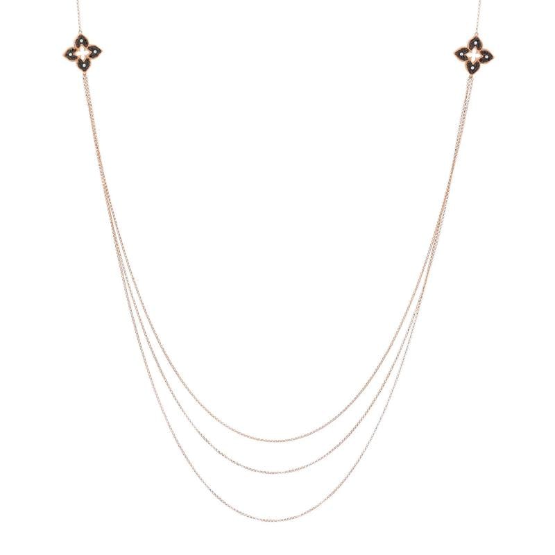 Roberto Coin Petite Venetian Princess Flower Three Strand Long Necklace 18K Rose (1 of 4)