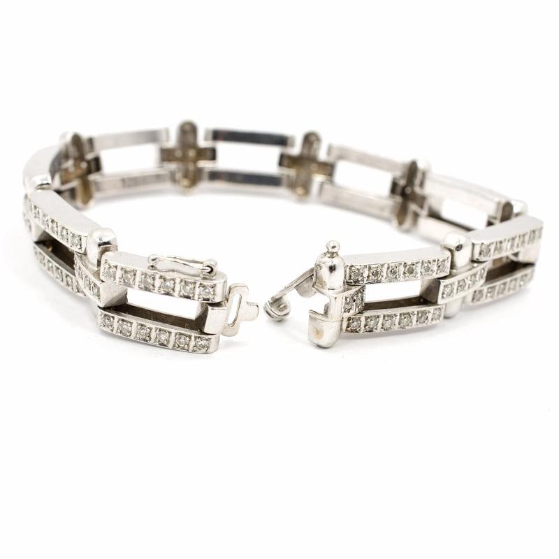 14K White Gold 7.20Ct Diamond Thick Heavy Chain Bracelet 54.2 Grams Apx 9" - 3