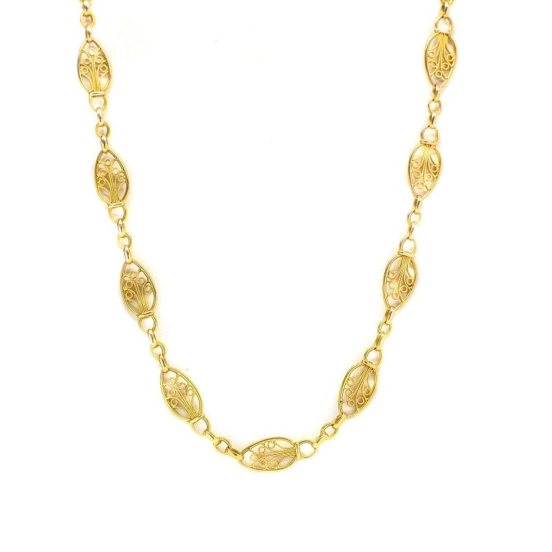 Necklace 18K Yellow Gold Beautiful Byzantine Design 28.9 Grams 28 Inches Women's (1 of 3)