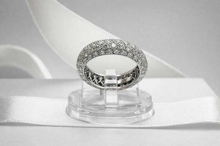 Tiffany & Co Etoile Platinum 5 Row Pave Set Diamond Eternity Ring Band Size 5 - 10