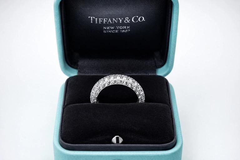 Tiffany & Co Etoile Platinum 5 Row Pave Set Diamond Eternity Ring Band Size 5 - 2