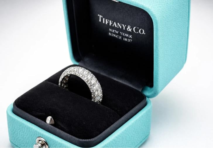 Tiffany & Co Etoile Platinum 5 Row Pave Set Diamond Eternity Ring Band Size 5 - 3