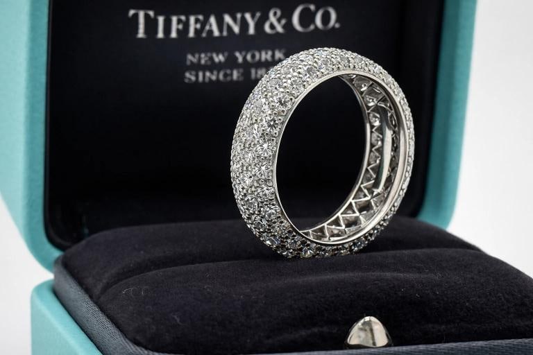 Tiffany & Co Etoile Platinum 5 Row Pave Set Diamond Eternity Ring Band Size 5 - 4