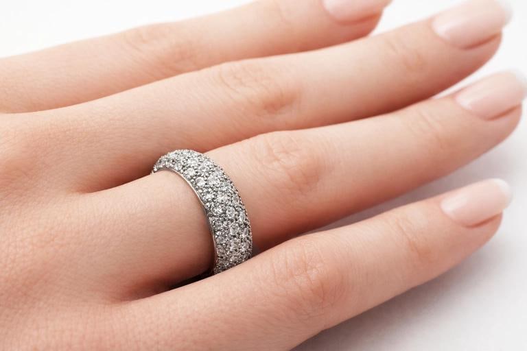 Tiffany & Co Etoile Platinum 5 Row Pave Set Diamond Eternity Ring Band Size 5 - 8