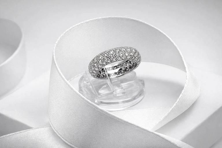 Tiffany & Co Etoile Platinum 5 Row Pave Set Diamond Eternity Ring Band Size 5 - 9