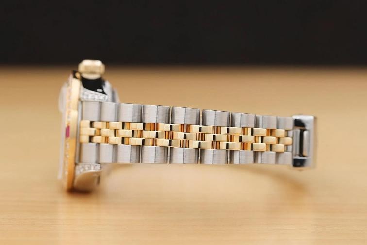 ROLEX LADIES DATEJUST 69173 SILVER FACTORY DIAMOND RUBY 18K GOLD STEEL WATCH - 5