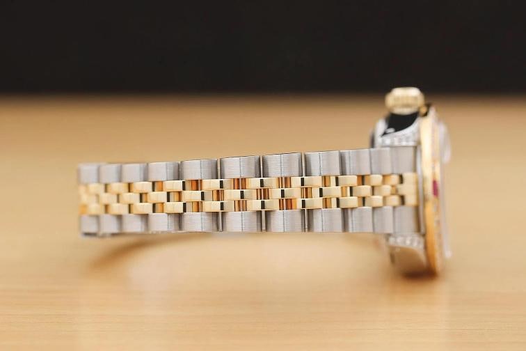 ROLEX LADIES DATEJUST 69173 SILVER FACTORY DIAMOND RUBY 18K GOLD STEEL WATCH - 8