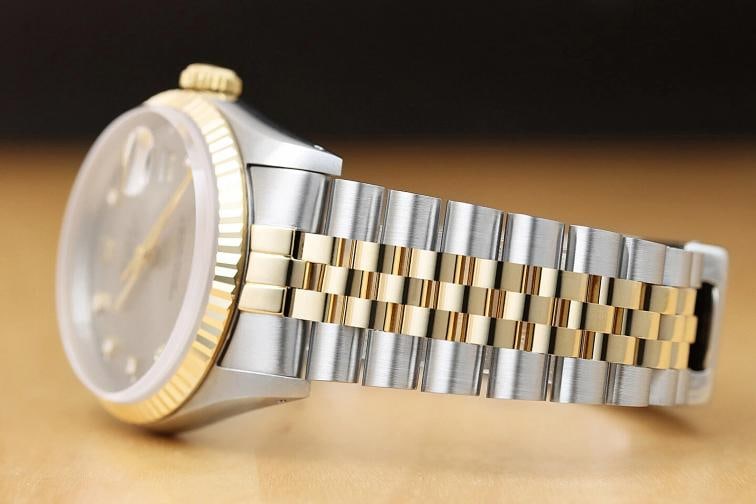 ROLEX MENS DATEJUST 16233 FACTORY DIAMOND 18K YELLOW GOLD STAINLESS STEEL WATCH - 4