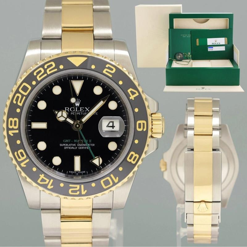 PAPERS MINT Rolex GMT-Master II 2 Ceramic 116713LN Black Two Tone Steel Gold Box/papers (1 of 7)