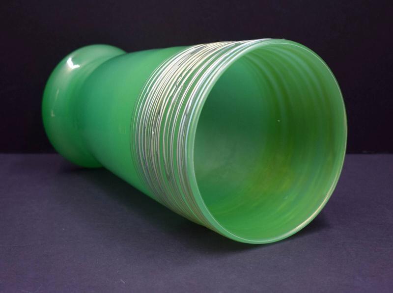 Steuben Green Jade with Aurene Threading, Large Art Glass Vase, Circa 1920 - 5