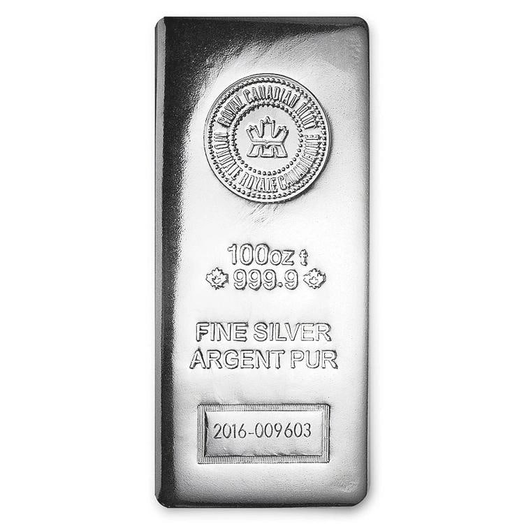 100 oz Silver Bar - Royal Canadian Mint (.9999 Fine, Pressed) (1 of 3)