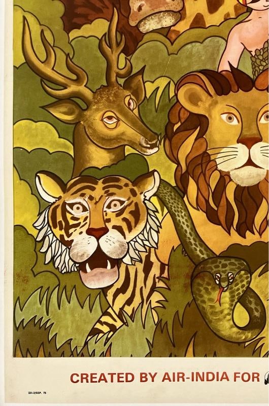 Original Vintage Poster AIR INDIA LOVE THY NEIGHBOUR Airline Travel Tourism OL - 4