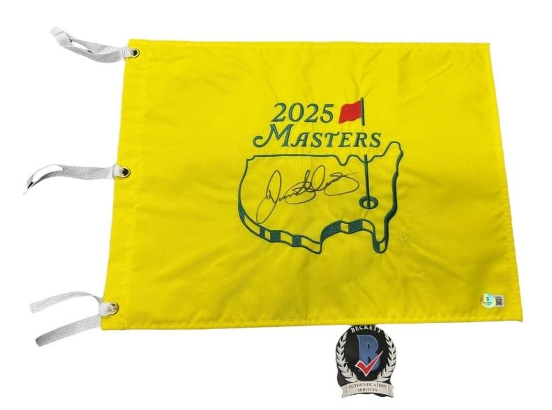 RORY MCLLROY SIGNED AUTOGRAPH 2025 MASTERS FLAG BECKETT BAS COA PGA (1 of 1)