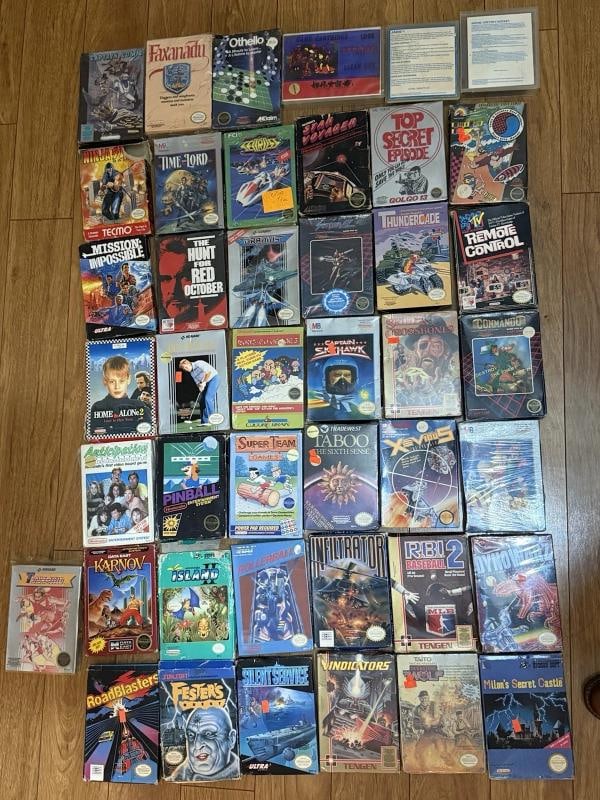 40+ LOT OF NES VIDEO GAMES ~(43 TOTAL): Condition: Like New: An item that looks as if it was just taken out of shrink wrap. No visible wear, and all facets of the item are flawless and intact. See the