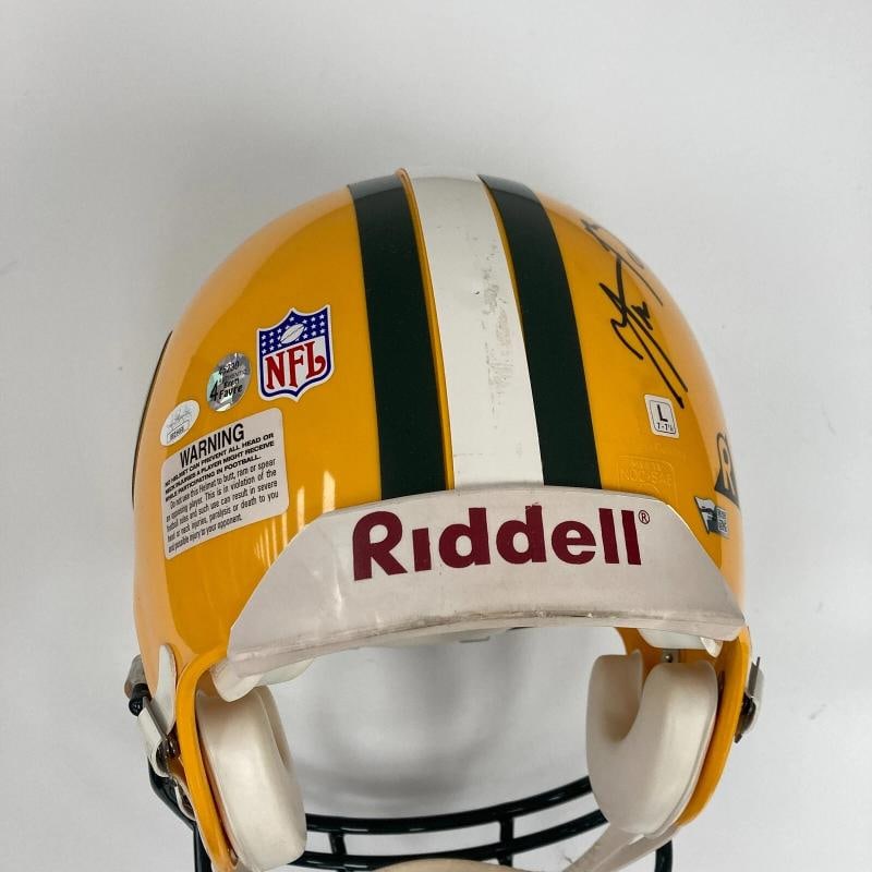 Bart Starr Brett Favre & Aaron Rodgers Signed Green Bay Packers Helmet Beckett - 12