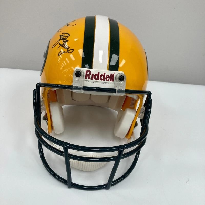 Bart Starr Brett Favre & Aaron Rodgers Signed Green Bay Packers Helmet Beckett - 9