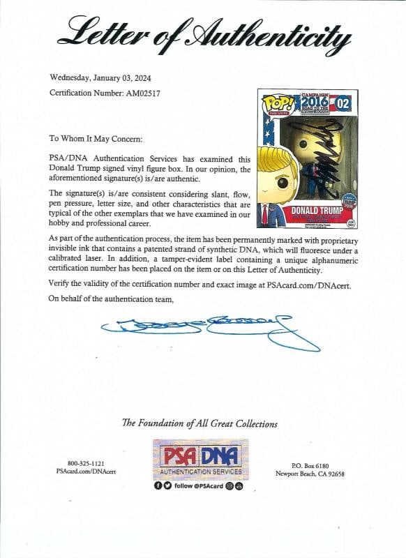 President Donald Trump Signed Road to the White House Funko Pop (PSA LOA) - 3