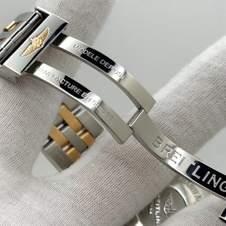 Breitling Chronomat 41 CB014012 Silver Dial 18K Rose Gold Steel Box Papers - 6