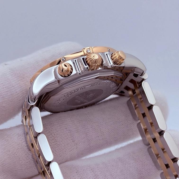 Breitling Chronomat 41 CB014012 Silver Dial 18K Rose Gold Steel Box Papers - 9