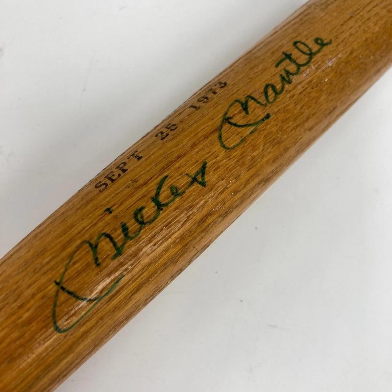 Mickey Mantle & Willie Mays Signed 1973 Willie Mays Night Mini Baseball Bat JSA - 4