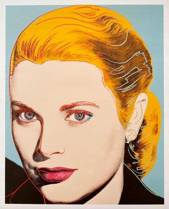ANDY WARHOL ESTATE RARE VTG 1989 COLLECTOR'S LITHOGRAPH PRINT "GRACE KELLY" 1984: THE POP ART PRINT IS PUBLISHED BY TE NEUES PUBLISHING CO., IN COOPERATION WITH THE ESTATE AND FOUNDATION OF ANDY WARHOL. PRINTED IN GERMANY IN 1989 IN AN UNNUMBERED LIMITED EDITION. IT FEATURES AN ICO