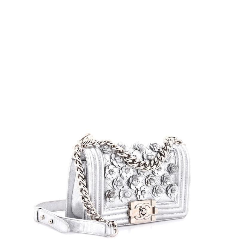 Chanel Boy Flap Bag Quilted Lambskin with Camellia Applique Small - 2